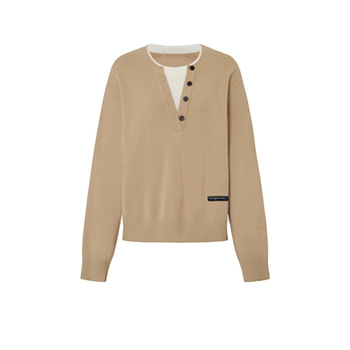 Sveter zo zmesi ovčej vlny a kašmíru, jednobarevný, V-krk, dlhé rukávy, jeseň 2025