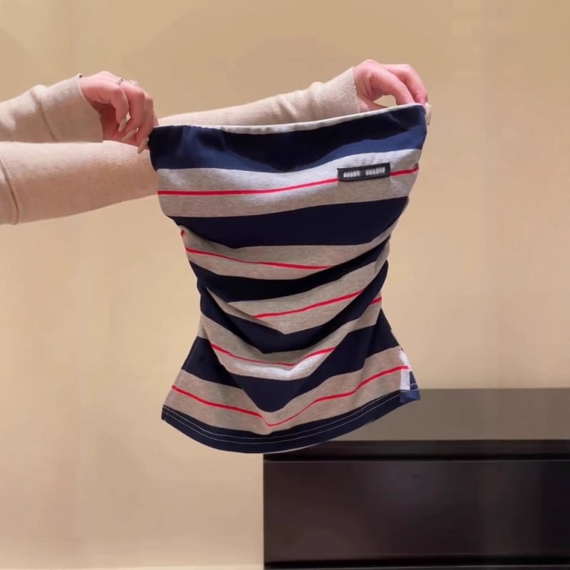 Tube Top bez naramenica s prugama, poliester, mikroelastičan, kratka duljina