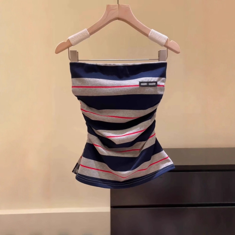 Tube Top bez naramenica s prugama, poliester, mikroelastičan, kratka duljina