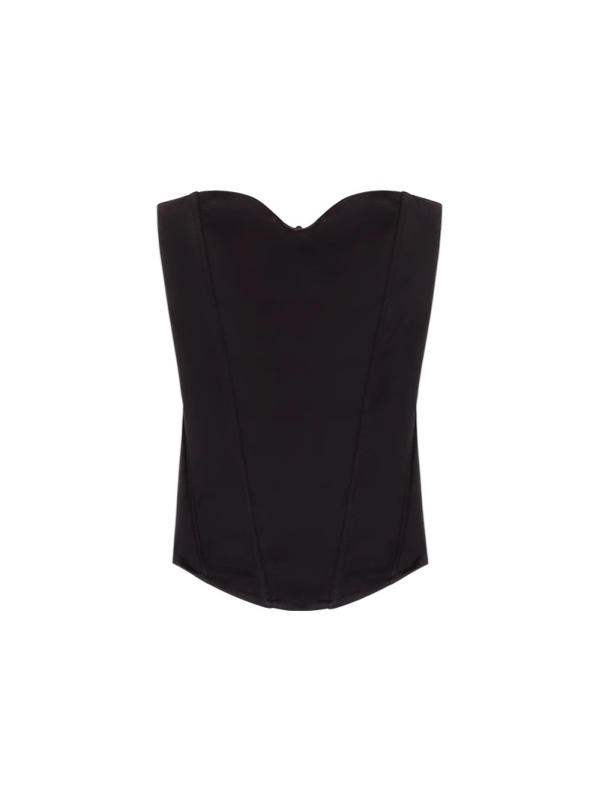 Ženski top bez naramenica, uski kroj, poliester, jednobojna boja, mikroelastični, ljeto 2025