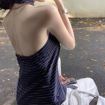 Halter top s 3D uzorkom od poliestera, za odraslu ženu, regular verzija, srednja duljina 50–65 cm, ljeto 2025, japansko-korejski stil za slobodno vrijeme