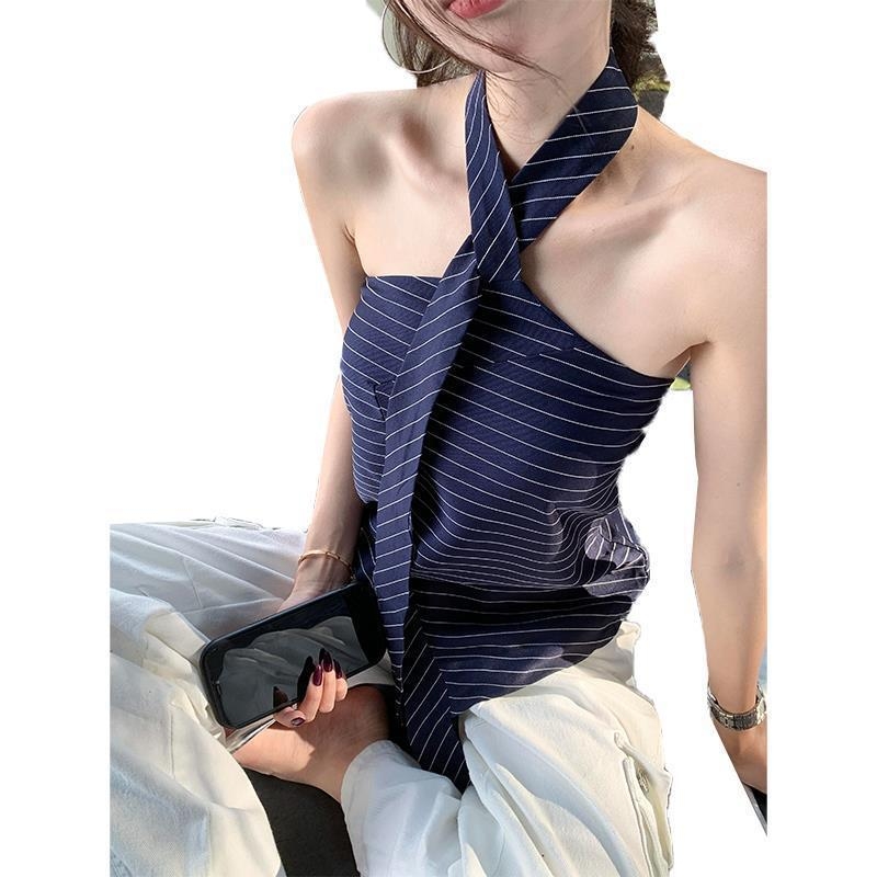 Halter top s 3D uzorkom od poliestera, za odraslu ženu, regular verzija, srednja duljina 50–65 cm, ljeto 2025, japansko-korejski stil za slobodno vrijeme