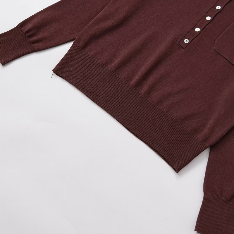 Pb&Za Ženski džemper s polo ovratnikom, dugi rukav, Slim fit; kašmir‑poliesterska smjesa, poliester 70–80%