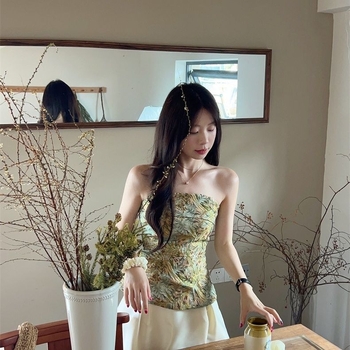 Kamisol top s uklonjivim trakama, A-linijska silueta, tisak u kineskom stilu, za žene, proljeće 2025