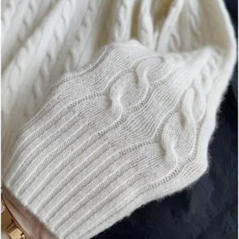 Dámsky pletený sveter s kapucňou a polovičným zipsom z vlneného zmesi, 3D vzor, voľný strih