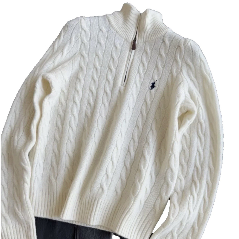 Dámsky pletený sveter s kapucňou a polovičným zipsom z vlneného zmesi, 3D vzor, voľný strih