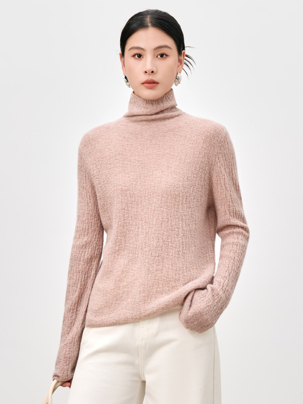 Ženski kašmirski džemper s visokim ovratnikom, dugim rukavima, normalna duljina, srednja debljina, japansko-korejski ležerni stil