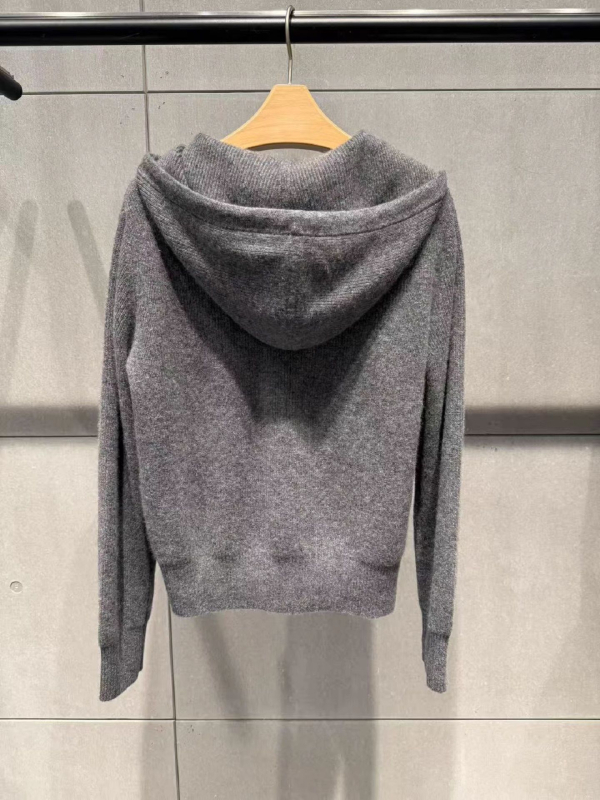 Dámsky kašmírový kardigán s kapucňou a zipsom, pletený, dlhé rukávy, elegantný mestský štýl, zima 2025