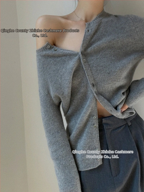 Merino vlnený kardigán pre ženy, hrubý pletený, štíhly strih, okrúhly výstrih, dlhé rukávy — zimná 2024