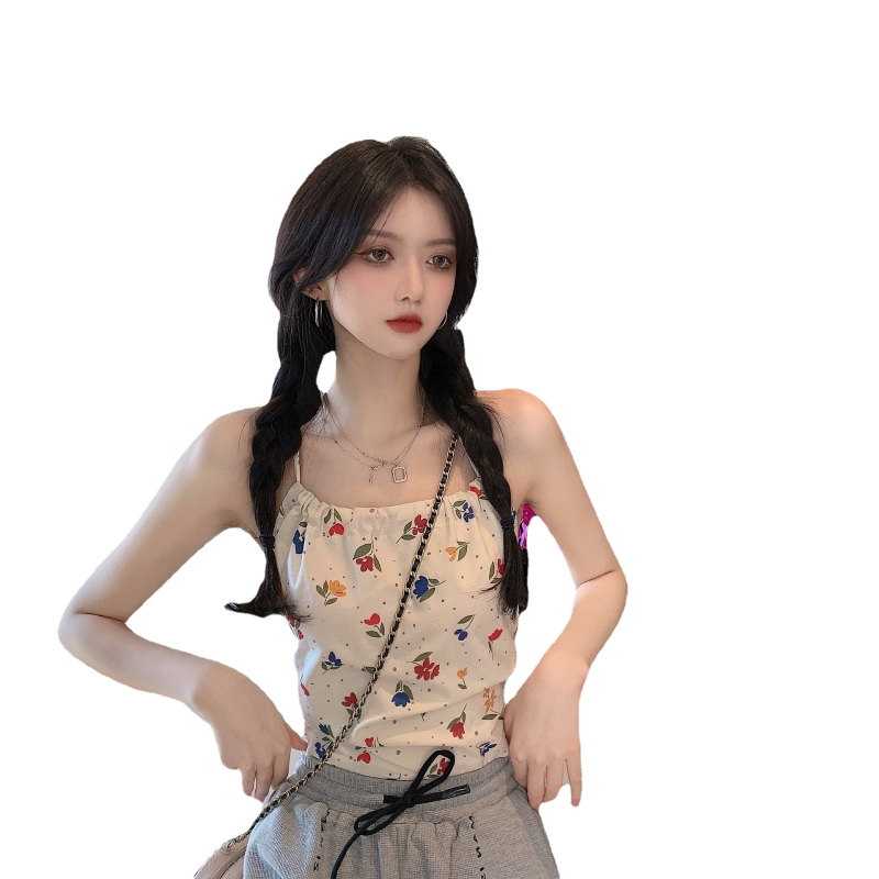 Flóra top s halterom a krídlovými remienkami, viazanie uzlami, štíhly strih, krátka dĺžka, zmes polyester-spandex, leto 2022