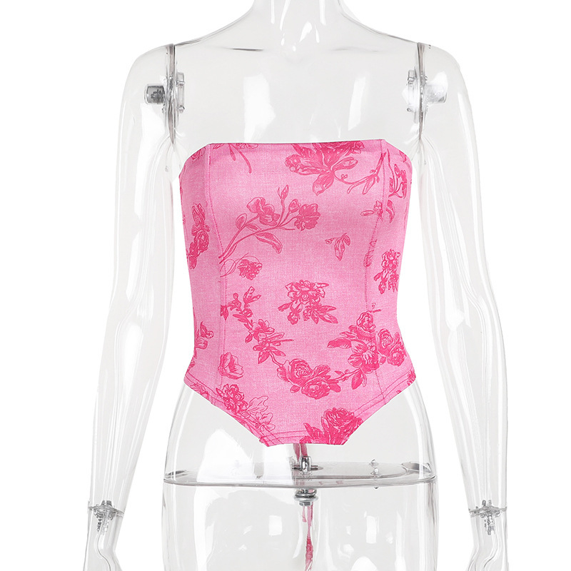 Tube Top – štíhly strih, potlač, polyester so spandexom