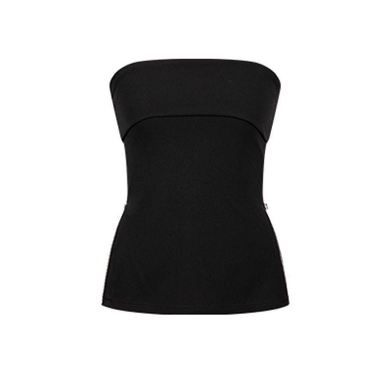 Dámsky top s jedným ramienkom — sieťovinový materiál, ultra krátka dĺžka, 3D vzor, strih tvaru A