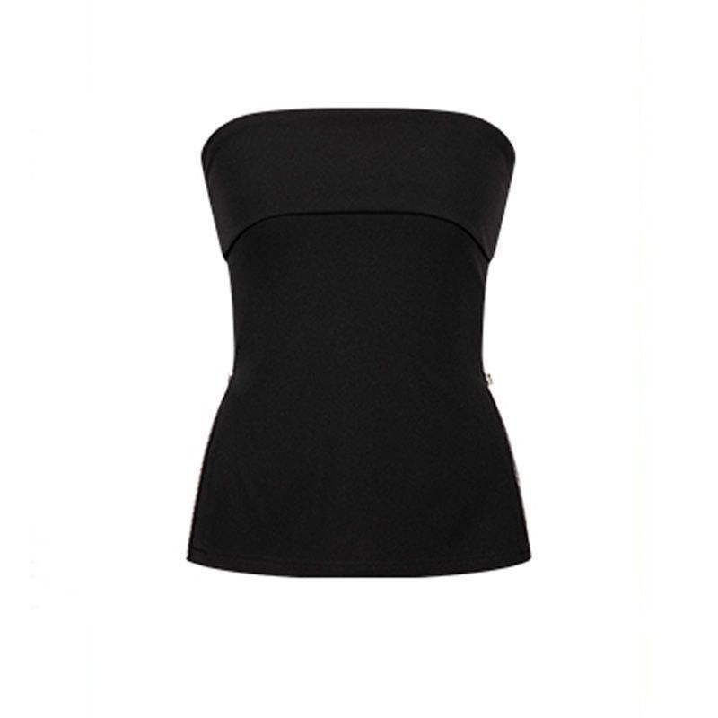 Ženski top s jednim ramenom — mrežasti materijal, ultra kratka duljina, 3D uzorak, kroj u obliku A