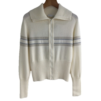 Pletený kardigán s kapucňou a zipsom, geometrický vzor, vlna s kašmírom (<30% kašmír), polo golier, voľný strih