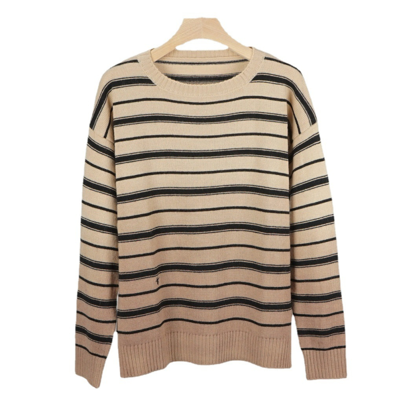 Vlněný sveter s kruhovým výstrihom, dlhé rukávy, japonsko-kórejský voľnočasový štýl, obsah vlákna vlna do 30%