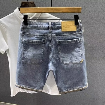 Șorturi denim pentru bărbați, rupte, stil japonez retro, design inspirat de Koreea, vară, 60% bumbac