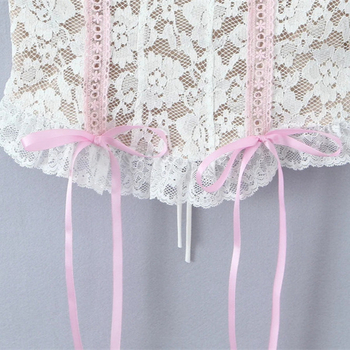 Čipkový top s mašľou a ramienkami, Color Block vzor, krátka dĺžka, úzky strih