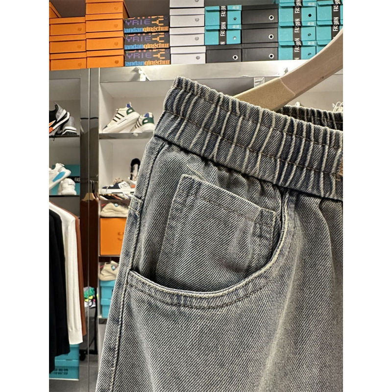 Pánske rifľové šortky, High Street štýl, voľný strih, šnúrkové zapínanie, dĺžka po kolená