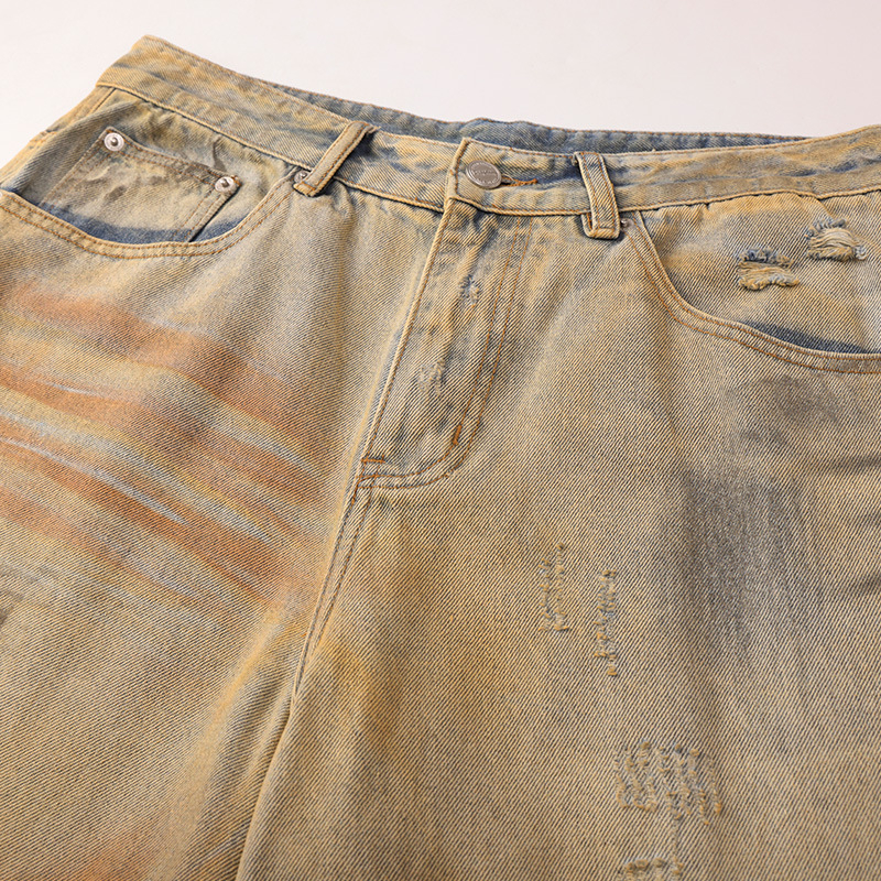 Džínsové šortky voľného strihu, vintage štýl, prírodná bavlna, CVC, mikroelastické