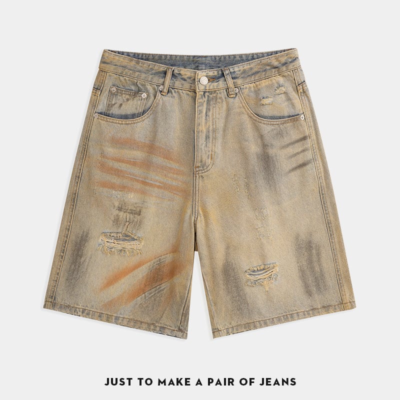 Džínsové šortky voľného strihu, vintage štýl, prírodná bavlna, CVC, mikroelastické