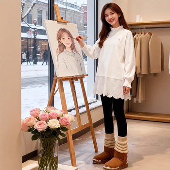 Tričko s čipkovanými vsadkami, dlhý rukáv, okrúhly výstrih, voľný strih, polyester