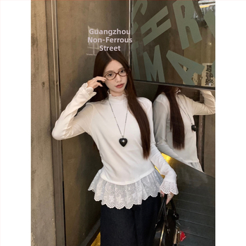 Tričko s vyšívaním, vysoký golier, oversize strih, viskózové vlákno