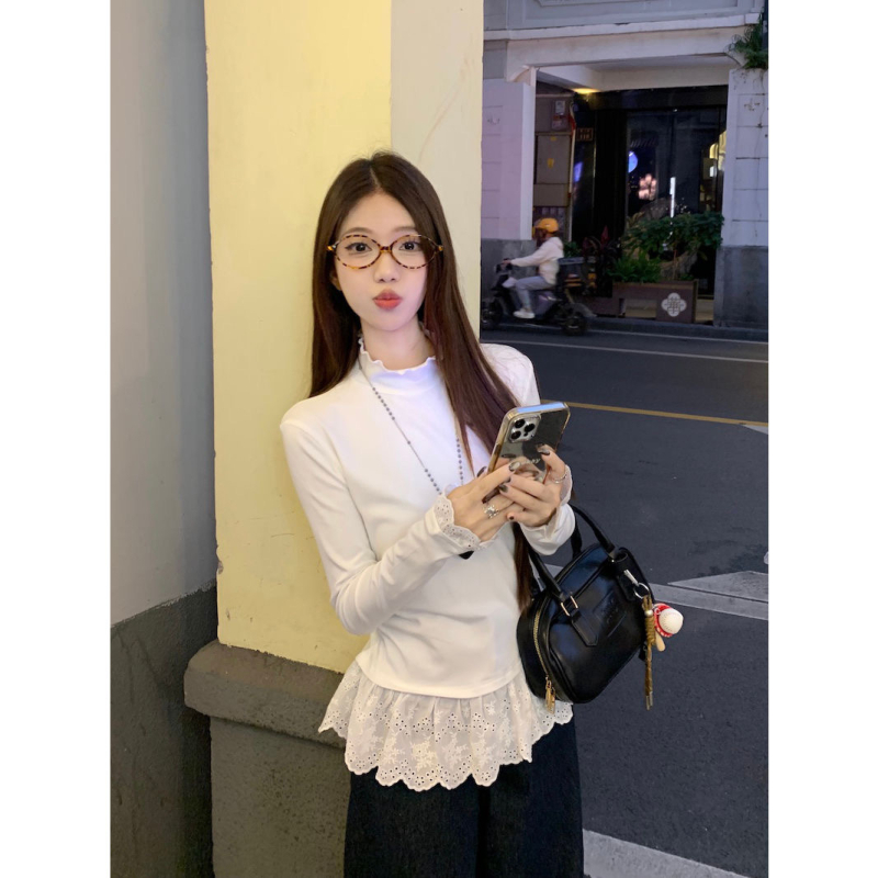 Tričko s vyšívaním, vysoký golier, oversize strih, viskózové vlákno