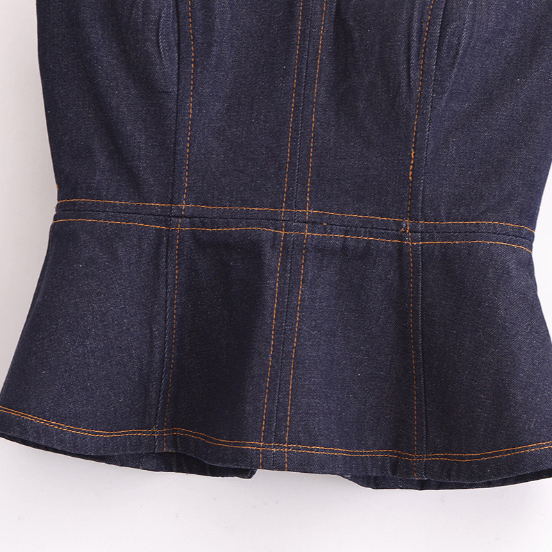 Dámsky džínový tube top v literárno-retrovom štýle — polyesterová tkanina (70–80% polyester) • mikroelastickosť • pre dospelé ženy