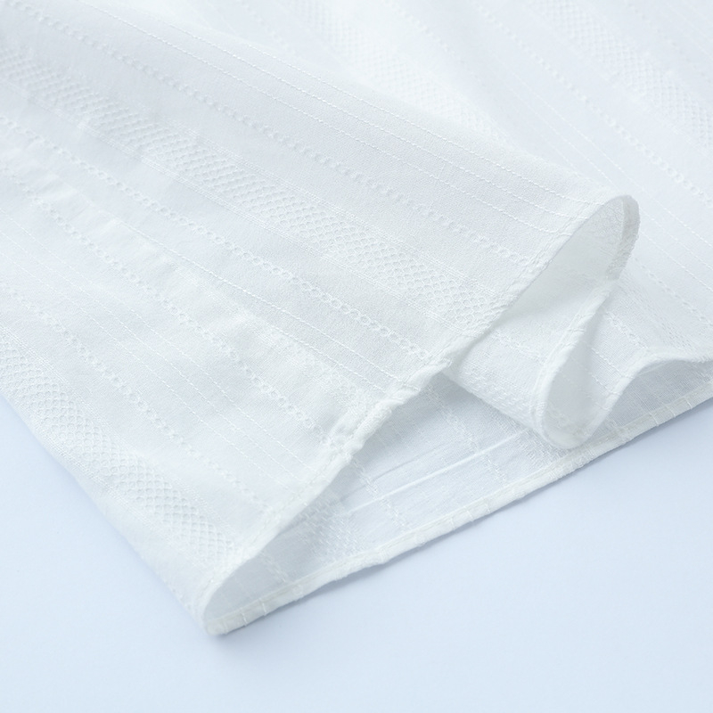 Pamukasta pulover košulja s dugim rukavima, okrugli ovratnik, prugasti uzorak, književno-art retro stil