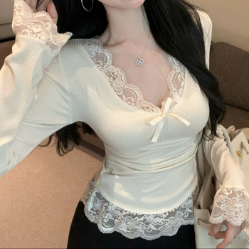 Tričko s dlhými rukávmi, výstrih do V, úzky strih, polyester 90–95%