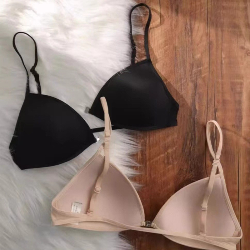 Sutien s trokutastim košaricama, u francuskom stilu, halter vrat, tanke naramenice, prednje kopčanje, bešavni dizajn, za mali bust, ljeto