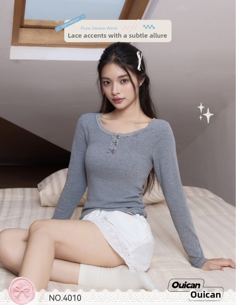 Pulóver z bavlneno-viskózovej zmesi, úzky strih, okrúhly výstrih, dlhé rukávy