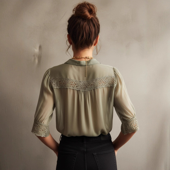 Риза от полиестер със спандекс, кардиган стил — елегантен топ, три четвърти пухкави ръкави, V-образно деколте, средна дължина 65–80 см