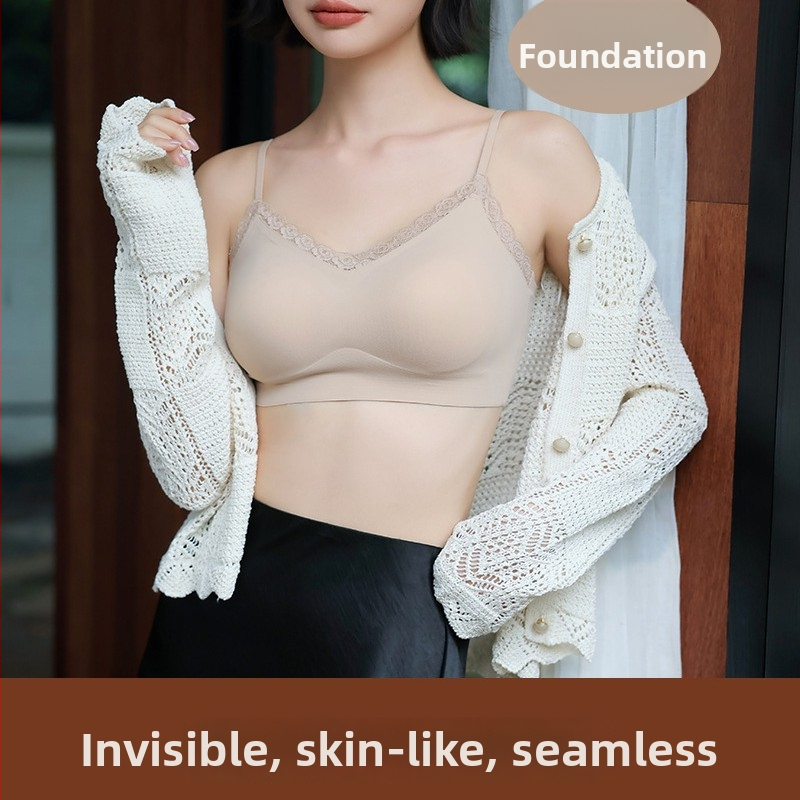 Be siūlų nailono camisole su 3/4 puodeliais, fiksuotos petnešos, užpildytos formuoti puodeliai su medvilnės įdėklu, kvėpuojanti