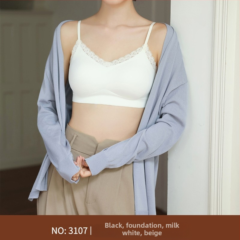 Be siūlų nailono camisole su 3/4 puodeliais, fiksuotos petnešos, užpildytos formuoti puodeliai su medvilnės įdėklu, kvėpuojanti