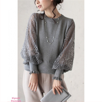 Mežģīņu top ar pūstošām piedurknēm, ikdienas stils (Pavasaris 2023)