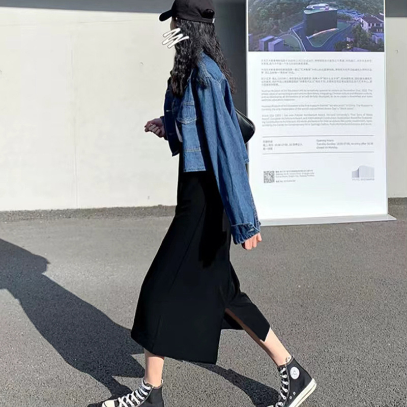 Trudnička midi suknja, bez ovratnika, neravan rub, akril vlakna