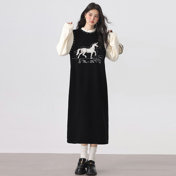 Trudnička haljina bez rukava, okrugli izrez, A-linija, mini duljina, mješavina pamuka, svjež i sladak stil