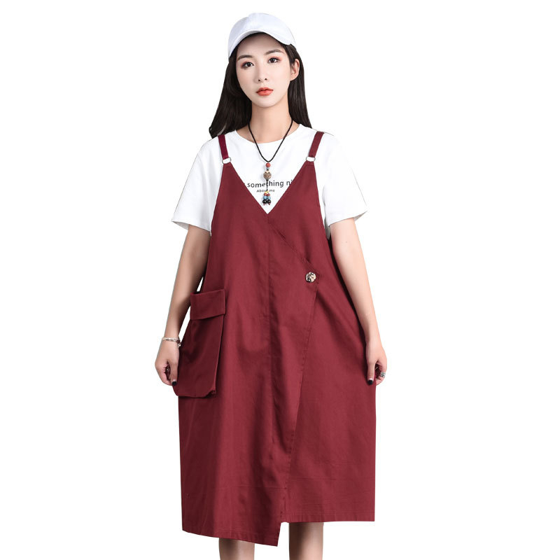 Haljina s trakama, V-izrez, bez rukava, pamuk 95% + poliester, midi duljina