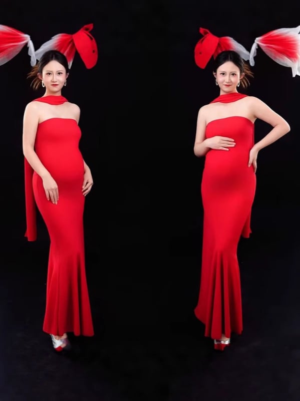 Set za trudnoću fotografiranje: bez rukava kostim s suknjom, srednja duljina suknje, elegantan uredski stil, izdanje 2025