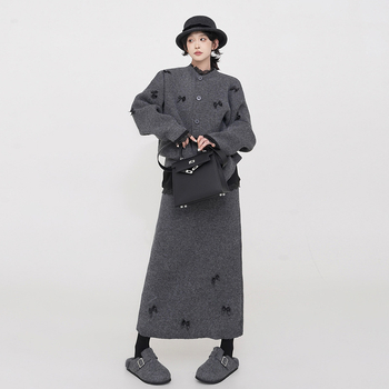 Κουστούμι φούλου εγκύου με πλεκτό ζακετάκι: ακρυλικό ύφασμα, 2025 Φθινοπωρινός–χειμερινός, στυλ φρέσκο και γλυκό