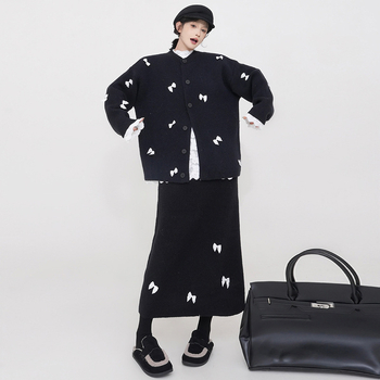 Κουστούμι φούλου εγκύου με πλεκτό ζακετάκι: ακρυλικό ύφασμα, 2025 Φθινοπωρινός–χειμερινός, στυλ φρέσκο και γλυκό