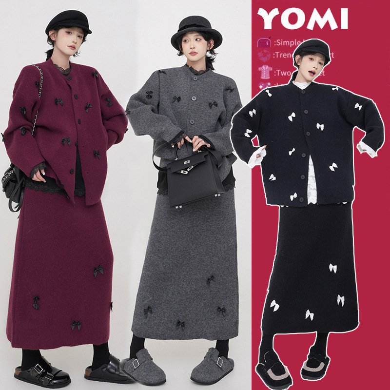 Κουστούμι φούλου εγκύου με πλεκτό ζακετάκι: ακρυλικό ύφασμα, 2025 Φθινοπωρινός–χειμερινός, στυλ φρέσκο και γλυκό