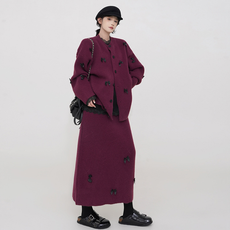 Κουστούμι φούλου εγκύου με πλεκτό ζακετάκι: ακρυλικό ύφασμα, 2025 Φθινοπωρινός–χειμερινός, στυλ φρέσκο και γλυκό