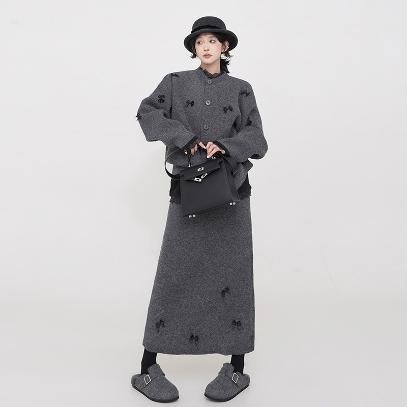 Κουστούμι φούλου εγκύου με πλεκτό ζακετάκι: ακρυλικό ύφασμα, 2025 Φθινοπωρινός–χειμερινός, στυλ φρέσκο και γλυκό