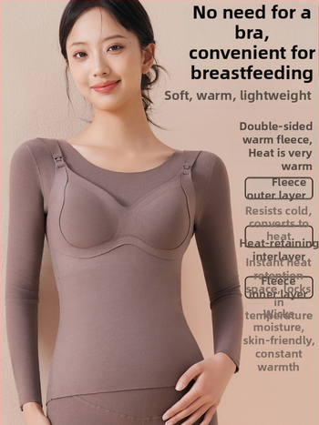 Grūtnieču krūšu barošanai top ar iekšējām spilveniem, ziemas termālais top, šaurs siluets, 3/4 piedurknes, apaļš kakls, 2025. gada modelis