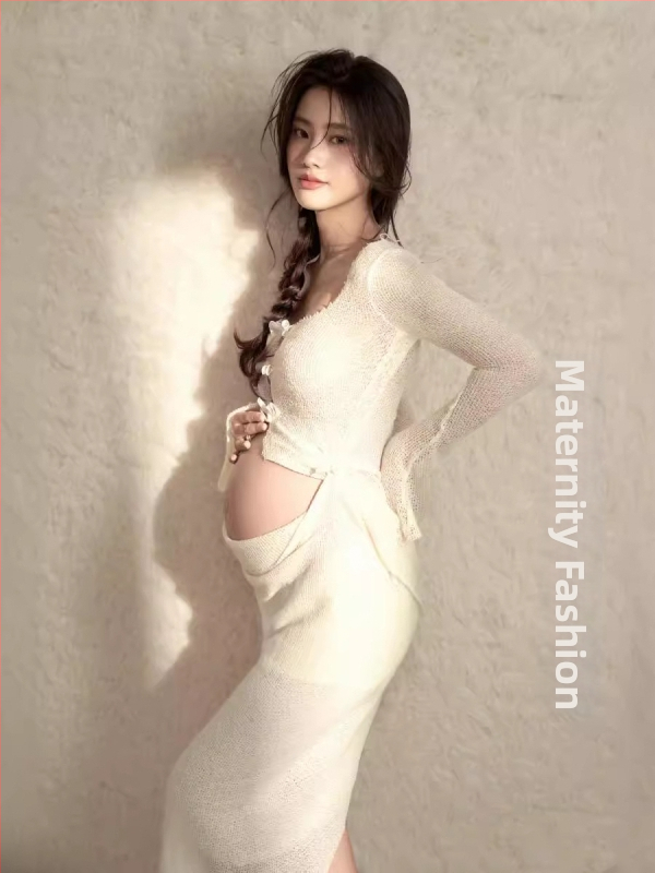 Tehotenský kostým so sukňou na fotenie, polyester, hlavný materiál pod 30%, leto 2024, štýl japonsko-kórejský voľnočasový