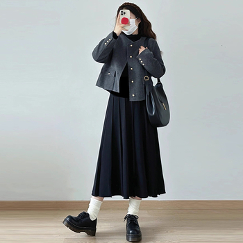 Tehotná: plisovaná vlnená midi sukňa s A-línou, pokrytie bokov, 95%+ obsah vlny, jednoduchá textúra, zimný štýl