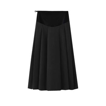 Tehotná: plisovaná vlnená midi sukňa s A-línou, pokrytie bokov, 95%+ obsah vlny, jednoduchá textúra, zimný štýl