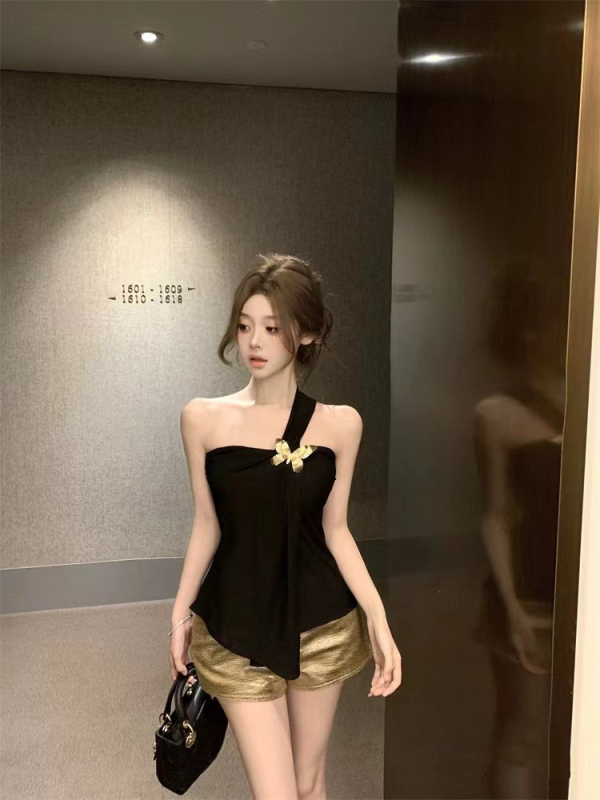 Jednoramenný tube top – Polyester 90–95% – Leto 2024 – Pre dospelé ženy – Sexy Wind štýl